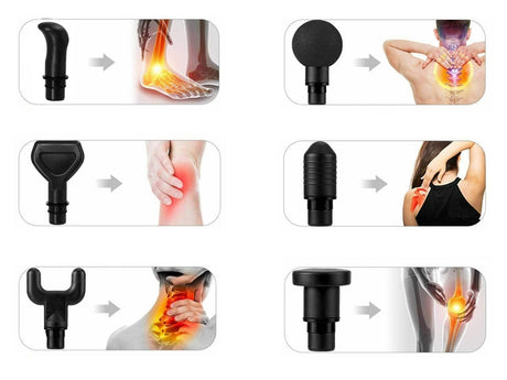 Massagepistol 30 hastigheter med 6 massagehuvuden och fodral