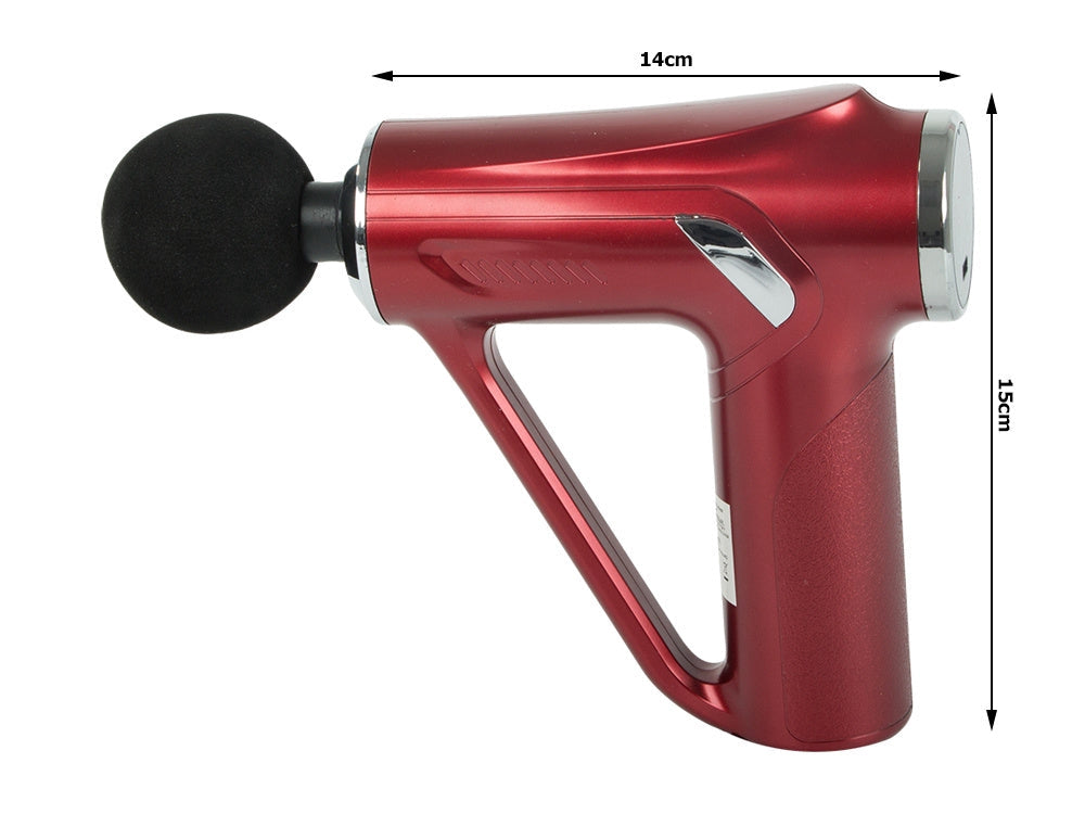 Massagepistol 32 intensitetsnivåer 4 massagehuvuden USB-C röd