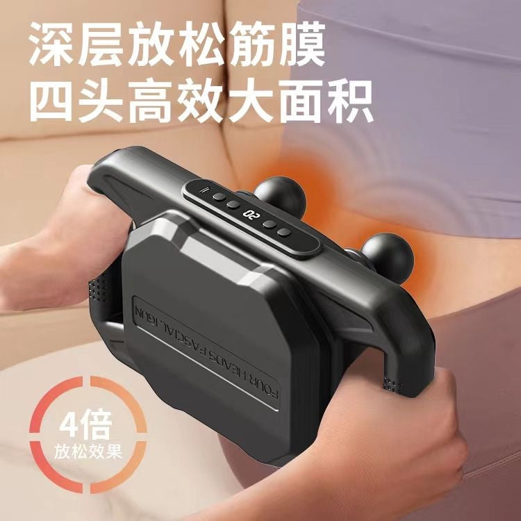 Massagepistol uppladdningsbar USB-C 20 nivåer 4 huvuden svart/vit
