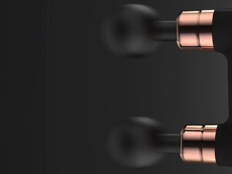 Massagepistol uppladdningsbar USB-C 6 nivåer 4 massagehuvuden svart