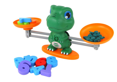 Matematikspel dinosaurievåg med kort, siffror och figurer, 3+ år