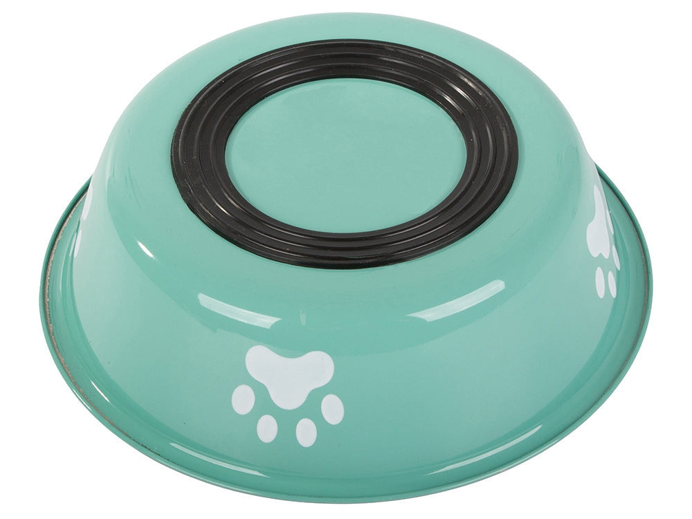 Matskål hund/katt 250 ml rostfritt stål grön med halkfri botten
