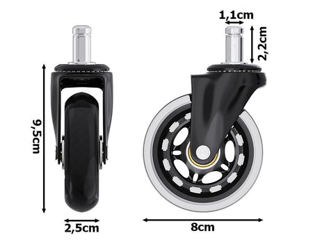 Möbelhjul i mjuk silikon 80 mm med bult 11x22 mm, svart 1-pack