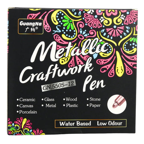 Metalliska pennor 12-pack med mjuk nylonspets för papper, glas, keramik