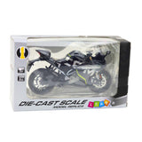 Metallmodell sportmotorcykel 17 cm svart med ljus/ljud inkl. 3x AG13