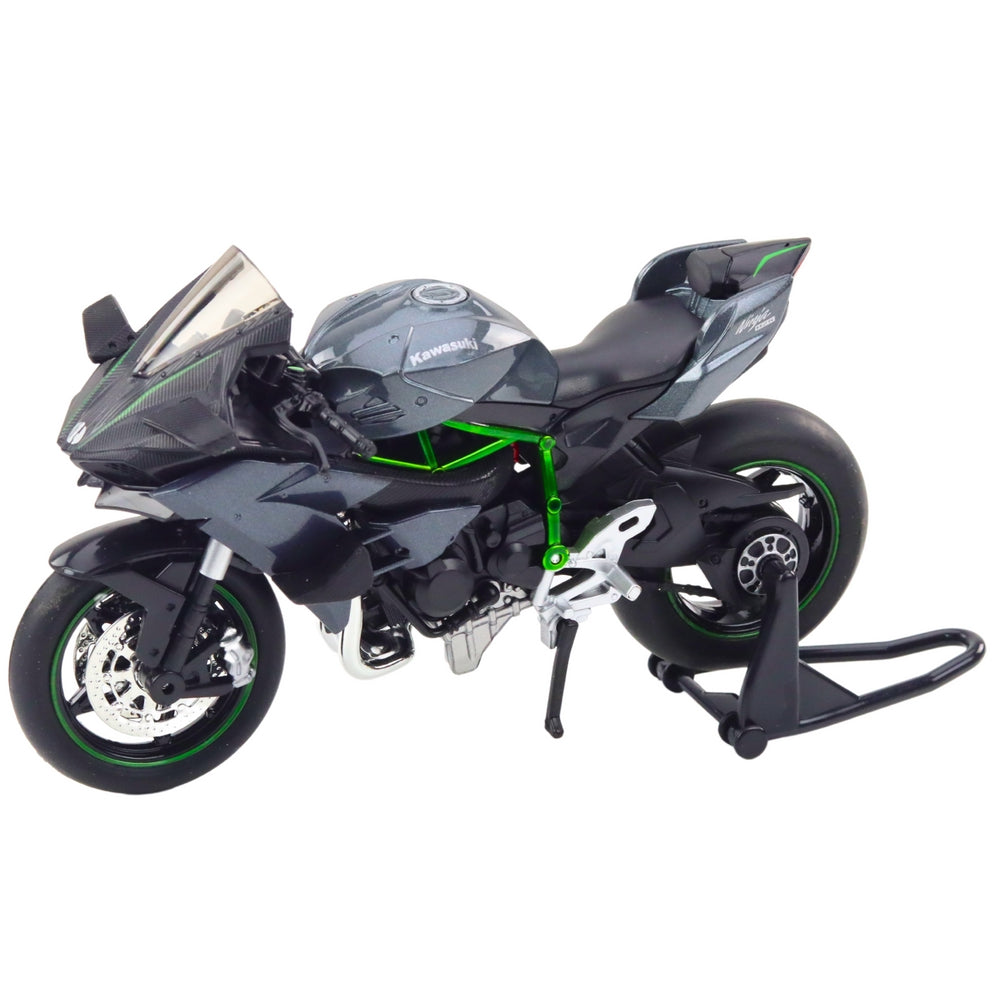 Metallmotorcykelmodell 17 cm med ljus och ljud, grå, inkl. 3x AG13