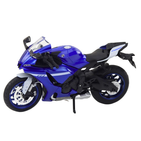 Metallmotorcykelmodell 17 cm med ljus och ljud, marinblå, 3x AG13