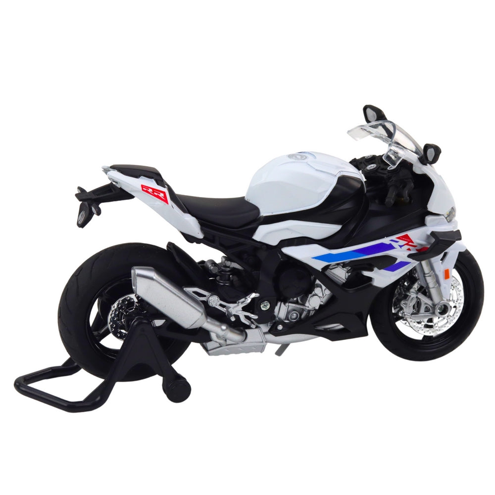 Metallmotorcykelmodell 17 cm vit med ljus/ljud, 3x AG13 ingår