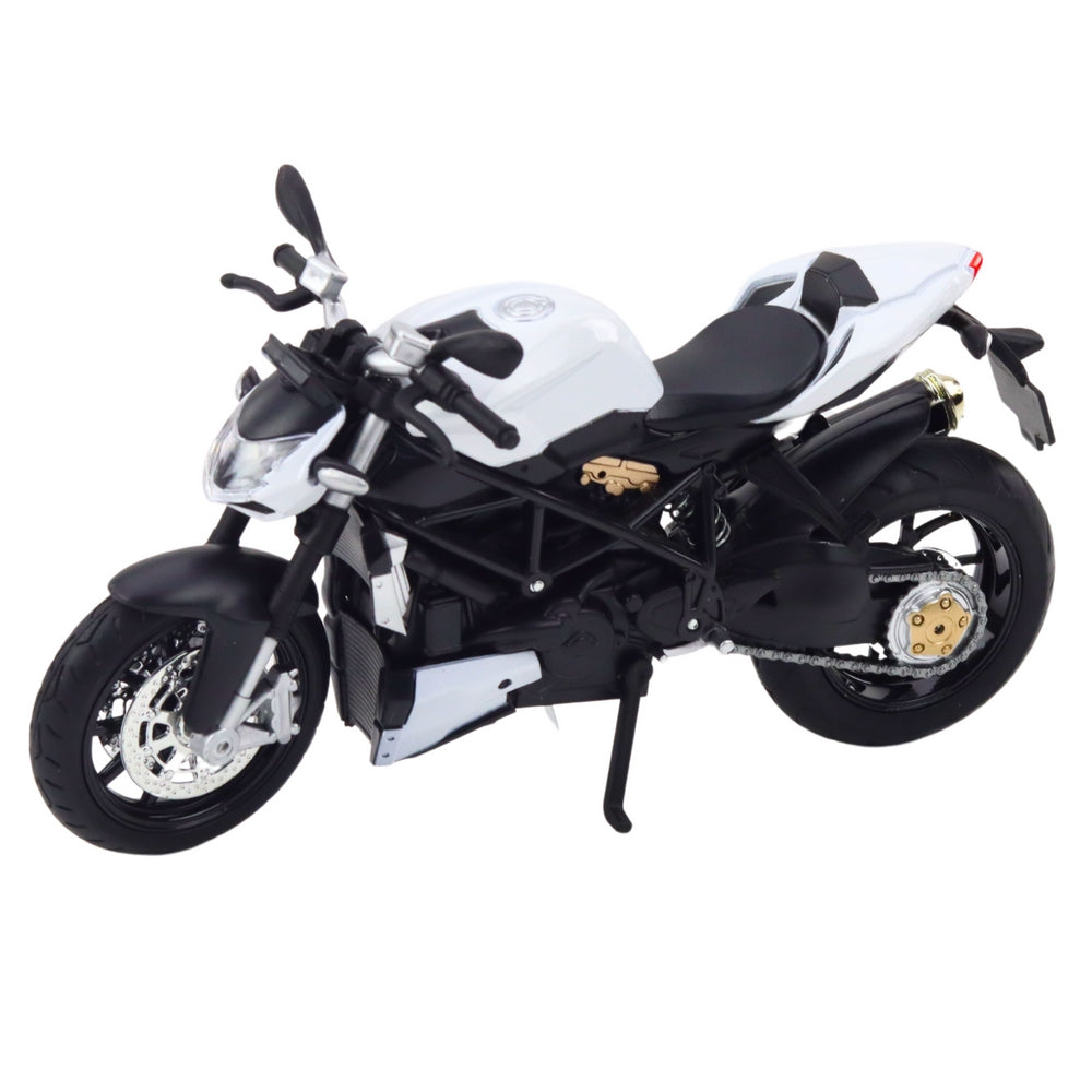 Metallmotorcykelmodell 17 cm vit med ljus och ljud, inkl. 3x AG13