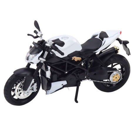 Metallmotorcykelmodell 17 cm vit med ljus och ljud, inkl. 3x AG13