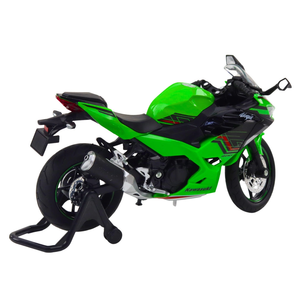 Metallmotorcykelmodell sporthoj 17 cm grön med ljus/ljud, 3x AG13