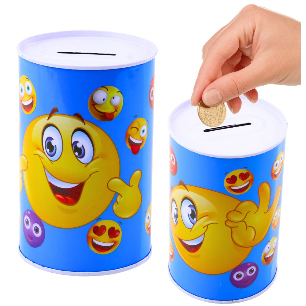 Metallpengabank med emotikontryck 13x8x8 cm, 1-pack