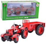 Metalltraktor leksak med trailer 1:18 röd 24,5 cm
