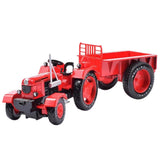 Metalltraktor leksak med trailer 1:18 röd 24,5 cm