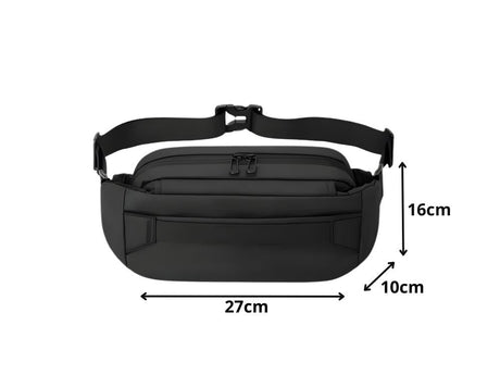 Midjeväska med justerbar rem 2 fack svart 27x16x10 cm