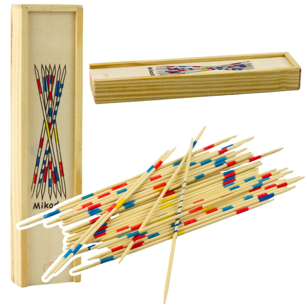 Mikado spel i trä 41 stickor med trälåda