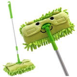 Mikrofibermopp grön med djurmönster, teleskophandtag 46–70 cm
