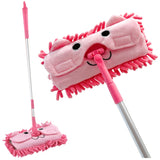Mikrofibermopp rosa djurtema med teleskophandtag 46–70 cm