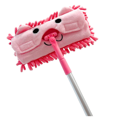 Mikrofibermopp rosa djurtema med teleskophandtag 46–70 cm