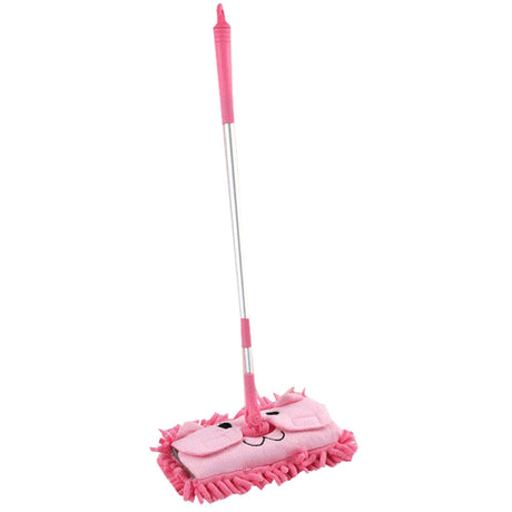 Mikrofibermopp rosa djurtema med teleskophandtag 46–70 cm