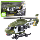Militärhelikopter leksak 1:16 med ljus/ljud, krok och bår 28 cm