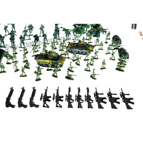Militärleksak set 300 delar med soldater, fordon och förvaringsväska