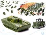 Militärleksak set 307 delar med 240 soldater, 6 tankar och flygplan