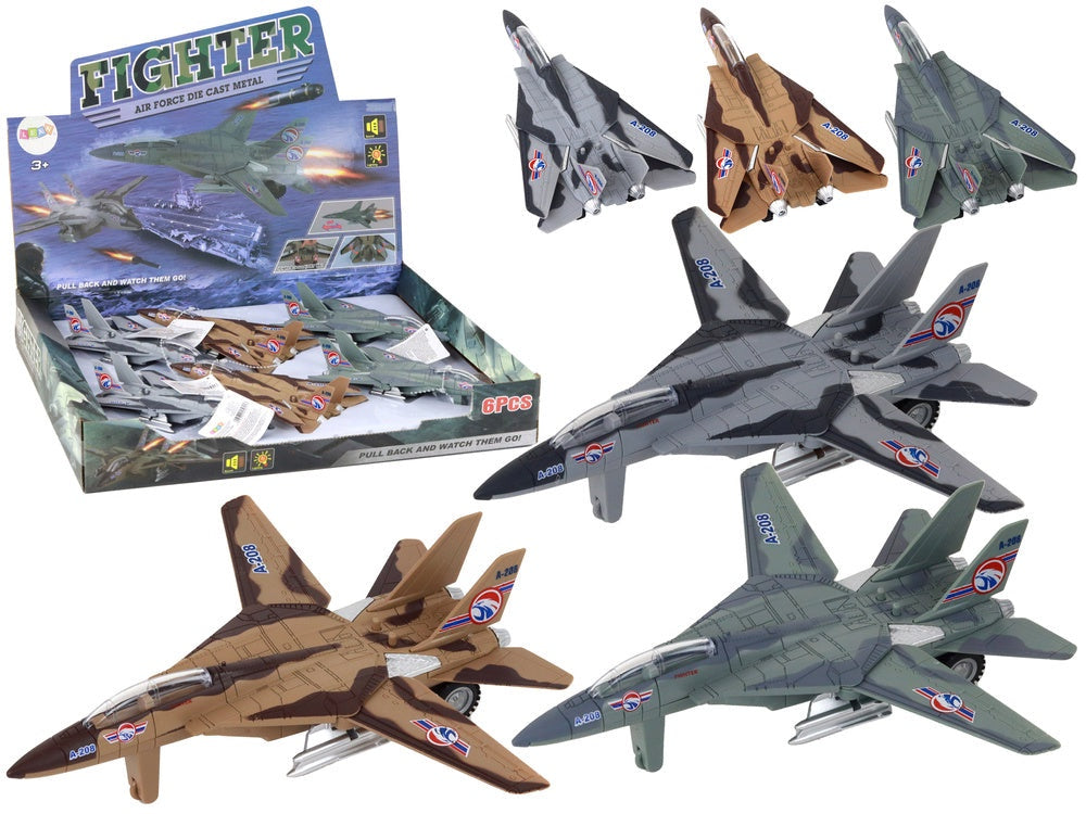 Militär leksaksflygplan 20 cm med ljus & ljud, kamouflage, 3+ år