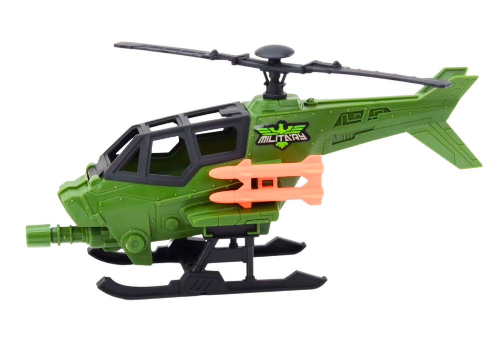 Militär leksaksset med stridsbåt ljus/ljud, helikopter, mc, 2 soldater