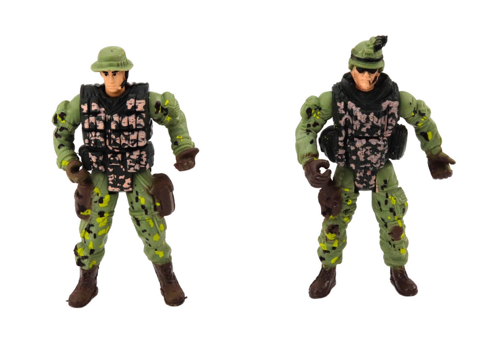 Militär leksaksset med stridsbåt ljus/ljud, helikopter, mc, 2 soldater