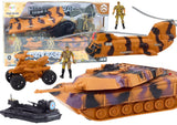 Militärleksaksset med tank & helikopter 33 cm, ljus/ljud, 3+ år