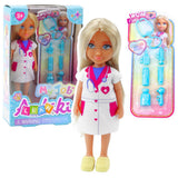 Miniatyrdocka doktor 13 cm med medicinska tillbehör set