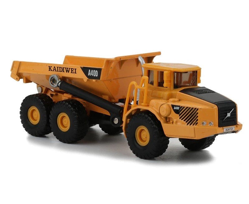 Miniatyr dumperlastbil 1:87 i metall 13 cm med tippbart flak