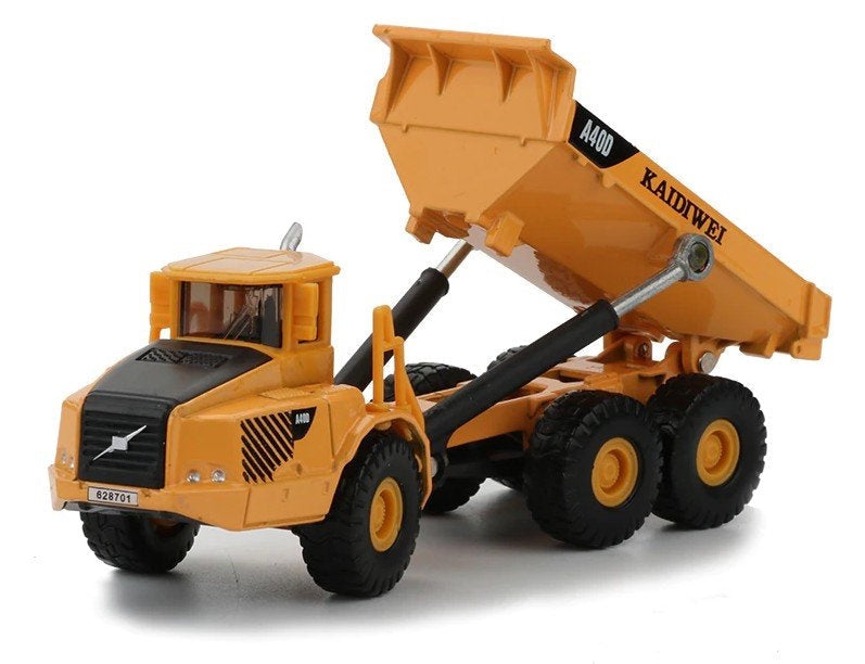 Miniatyr dumperlastbil 1:87 i metall 13 cm med tippbart flak