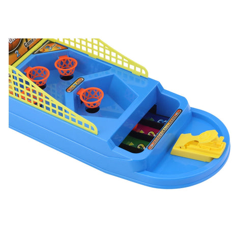 Mini basketbollsspel bordsspel med bollkastare, 6 bollar och 4 korgar