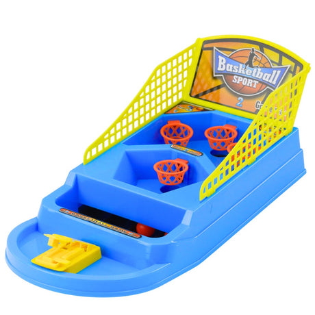 Mini basketbollsspel bordsspel med bollkastare, 6 bollar och 4 korgar