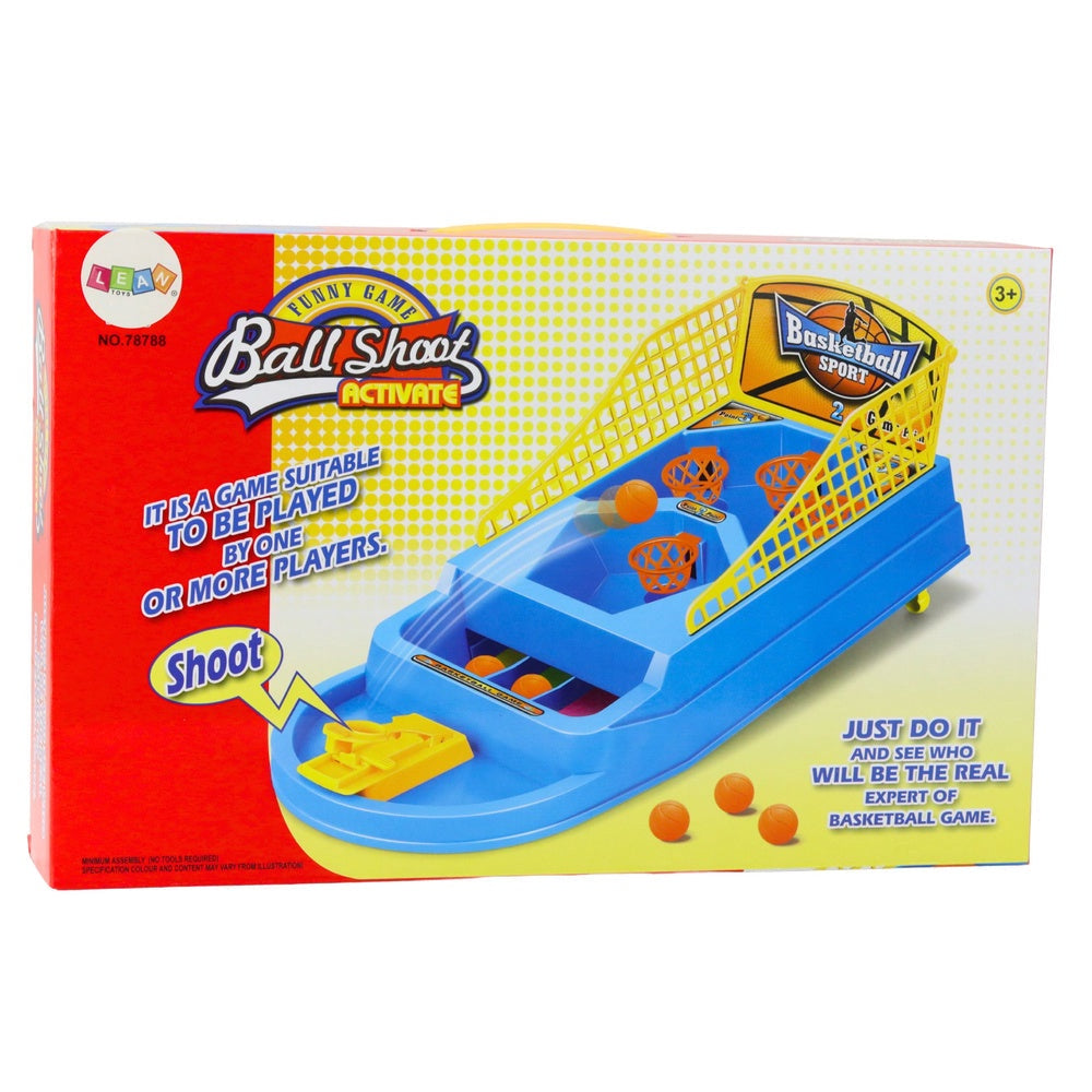 Mini basketbollsspel bordsspel med bollkastare, 6 bollar och 4 korgar