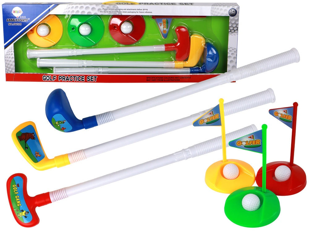 Mini golfset för barn 3+ med 3 klubbor, 3 bollar och 3 mål