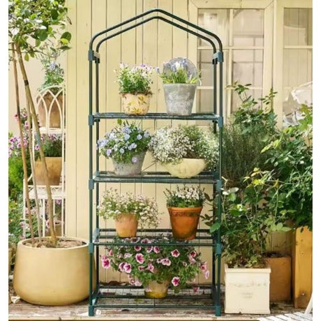 Mini växthus för balkong 4 hyllor 69x49x157 cm PVC-överdrag