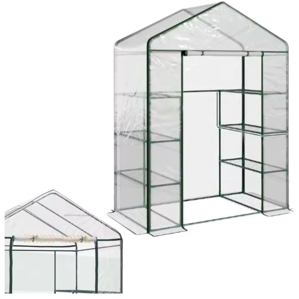 Mini växthus med 4 hyllor PVC transparent 195x143x73 cm
