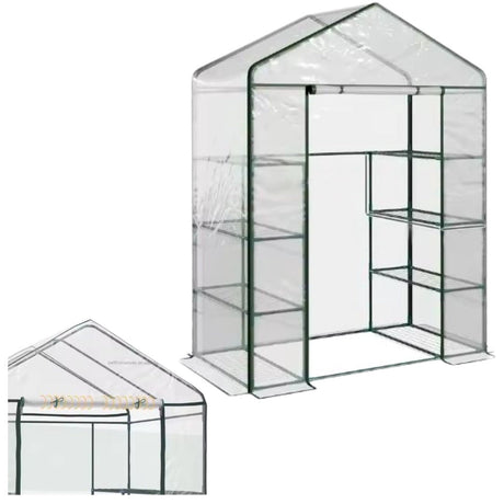 Mini växthus med 4 hyllor PVC transparent 195x143x73 cm