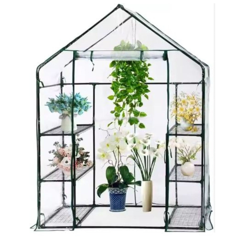 Mini växthus med 4 hyllor PVC transparent 195x143x73 cm