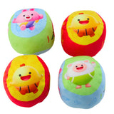 Mjuka leksaksbollar för barn 10 cm frukt- och figurmotiv 4-pack