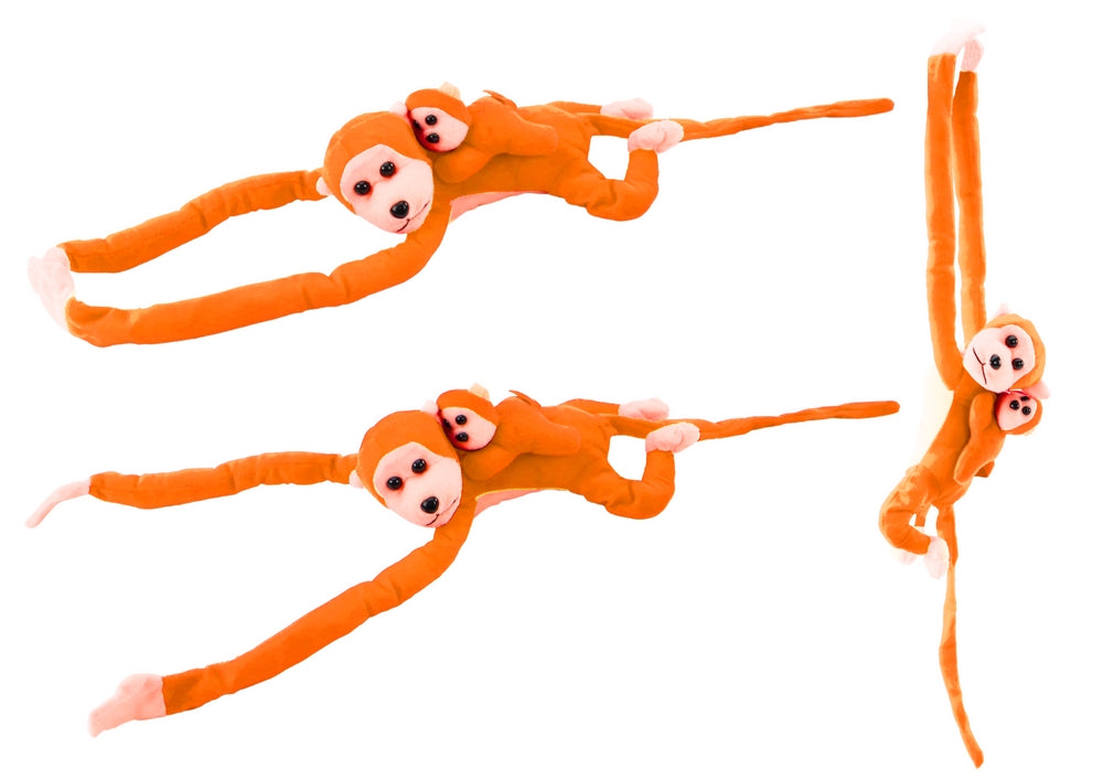 Mjuk apa med bebis maskot 70 cm med ljud och kardborre, från 3 år
