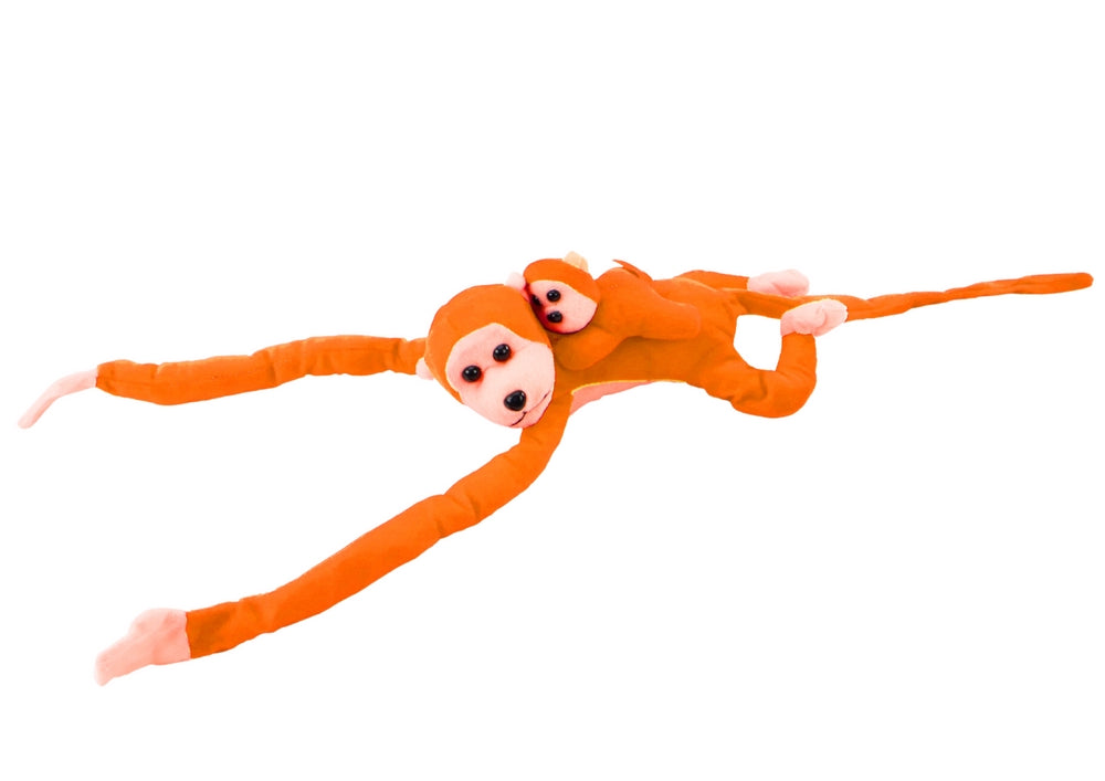 Mjuk apa med bebis maskot 70 cm med ljud och kardborre, från 3 år