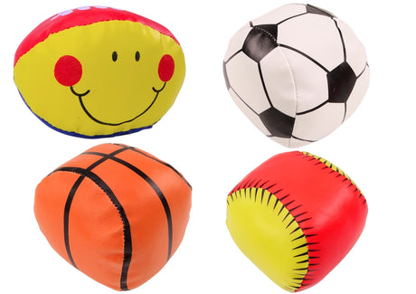Mjuka sportbollar för barn 4-pack fotboll/basket/baseboll/rugby