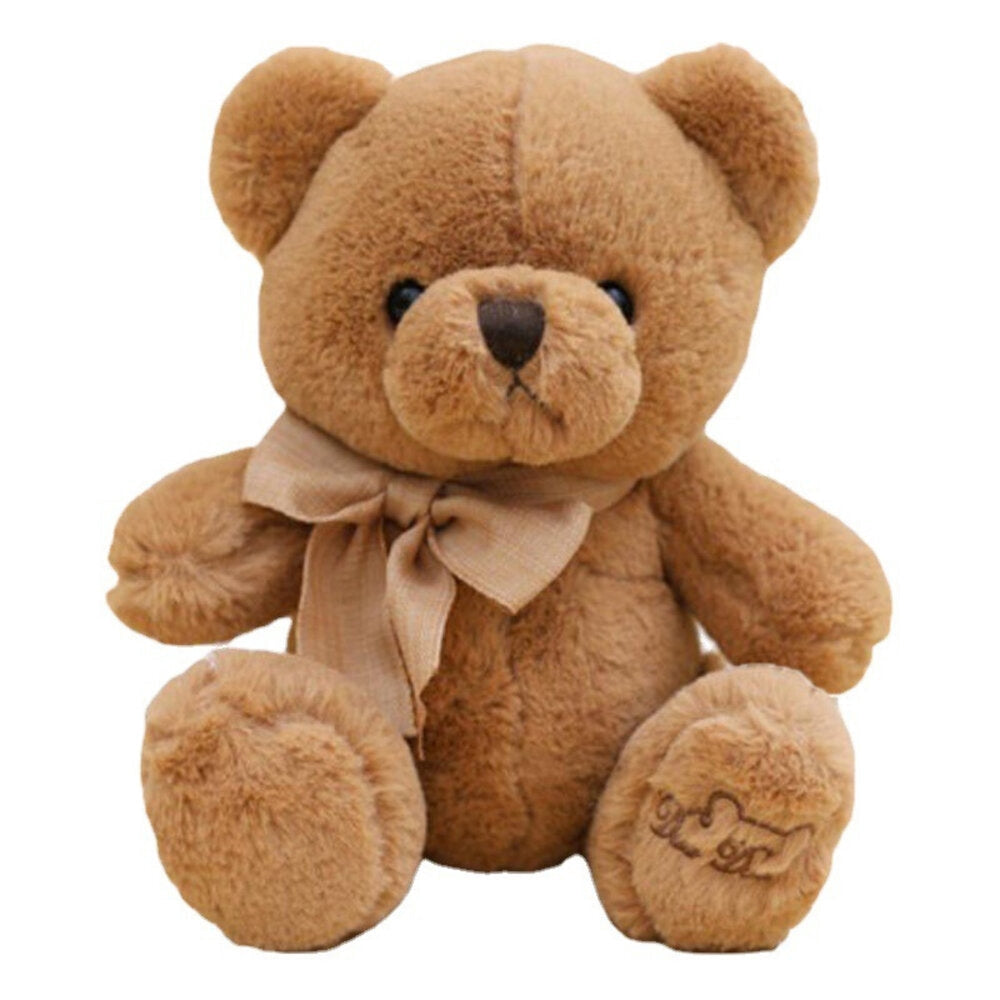 Mjukisbjörn 40 cm brun med beige rosett