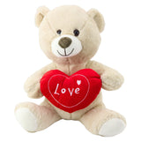 Mjuk nallebjörn med rött hjärta "Love" beige 30 cm