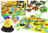 Måla dinosaurieägg DIY-set 4 ägg, 6 dinosaurier, matta, 3+ år