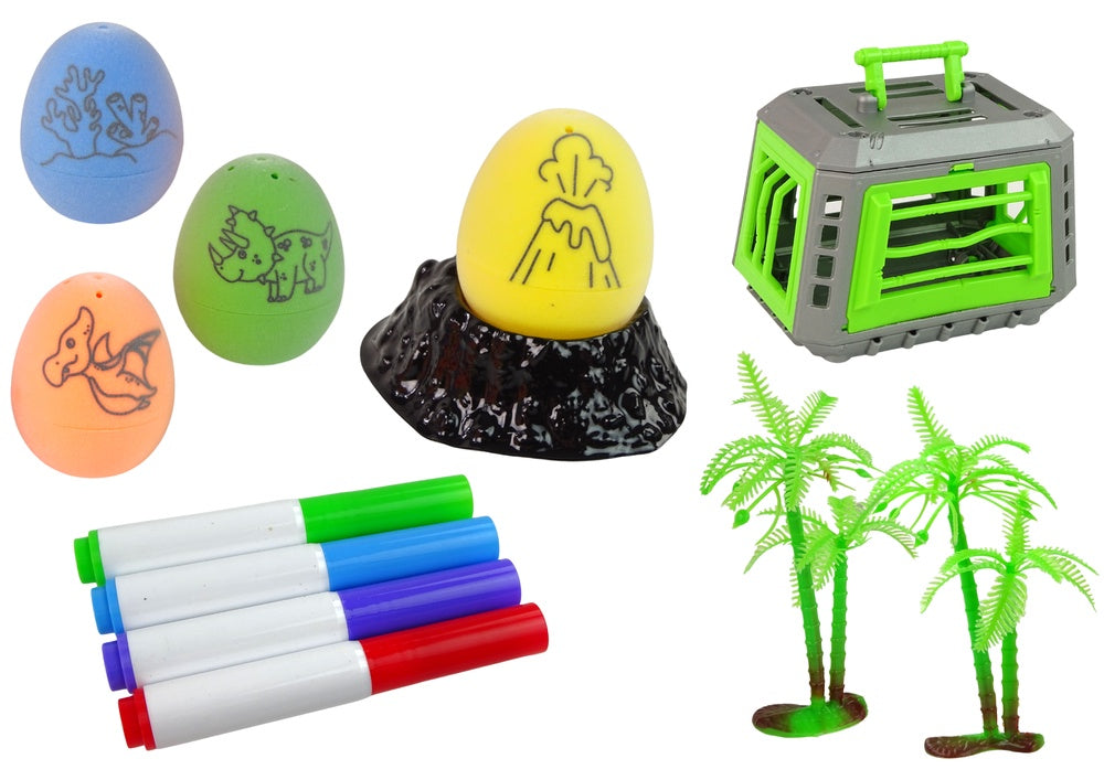 Måla dinosaurieägg DIY-set 4 ägg, 6 dinosaurier, matta, 3+ år